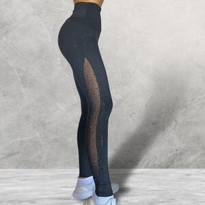 Chic Black Mesh Panel Women's Leggings